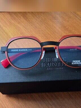 Frederic Beausoleil Red Round Eyeglasses